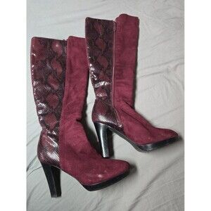 Vintage Impo Stretch Teleport Boots Women's 7.5M Purple Heeled 90s Retro Fashion